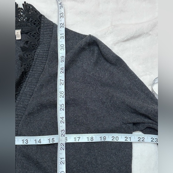 Soft Surroundings Cotton/Cashmere Blend Open Long Line Lace Placket Cardigan - Picture 7 of 14